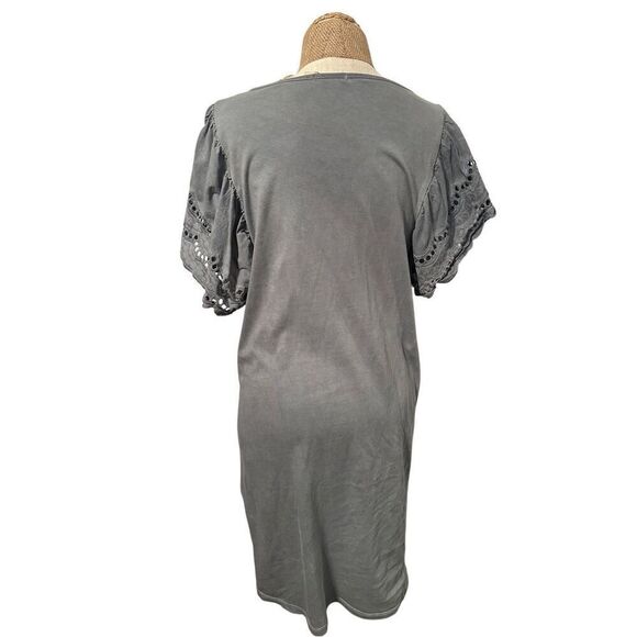 Longo L’arno eyelet cap sleeve cotton dress grey XS Italian - Picture 2 of 7